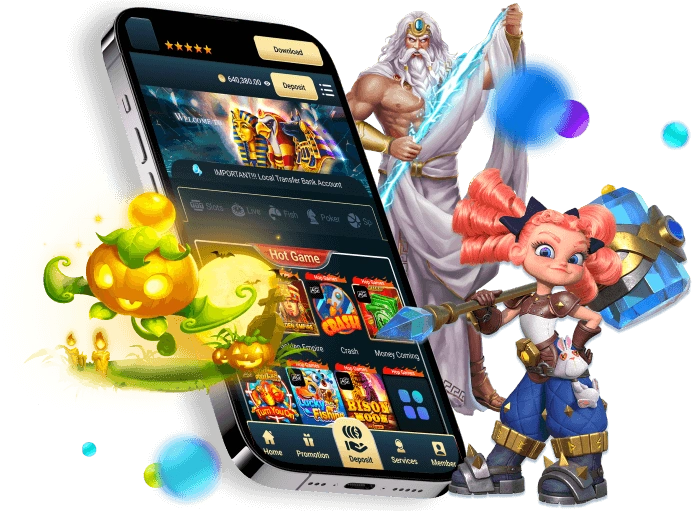 Người chơi đang chơi game slot trên điện thoại di động